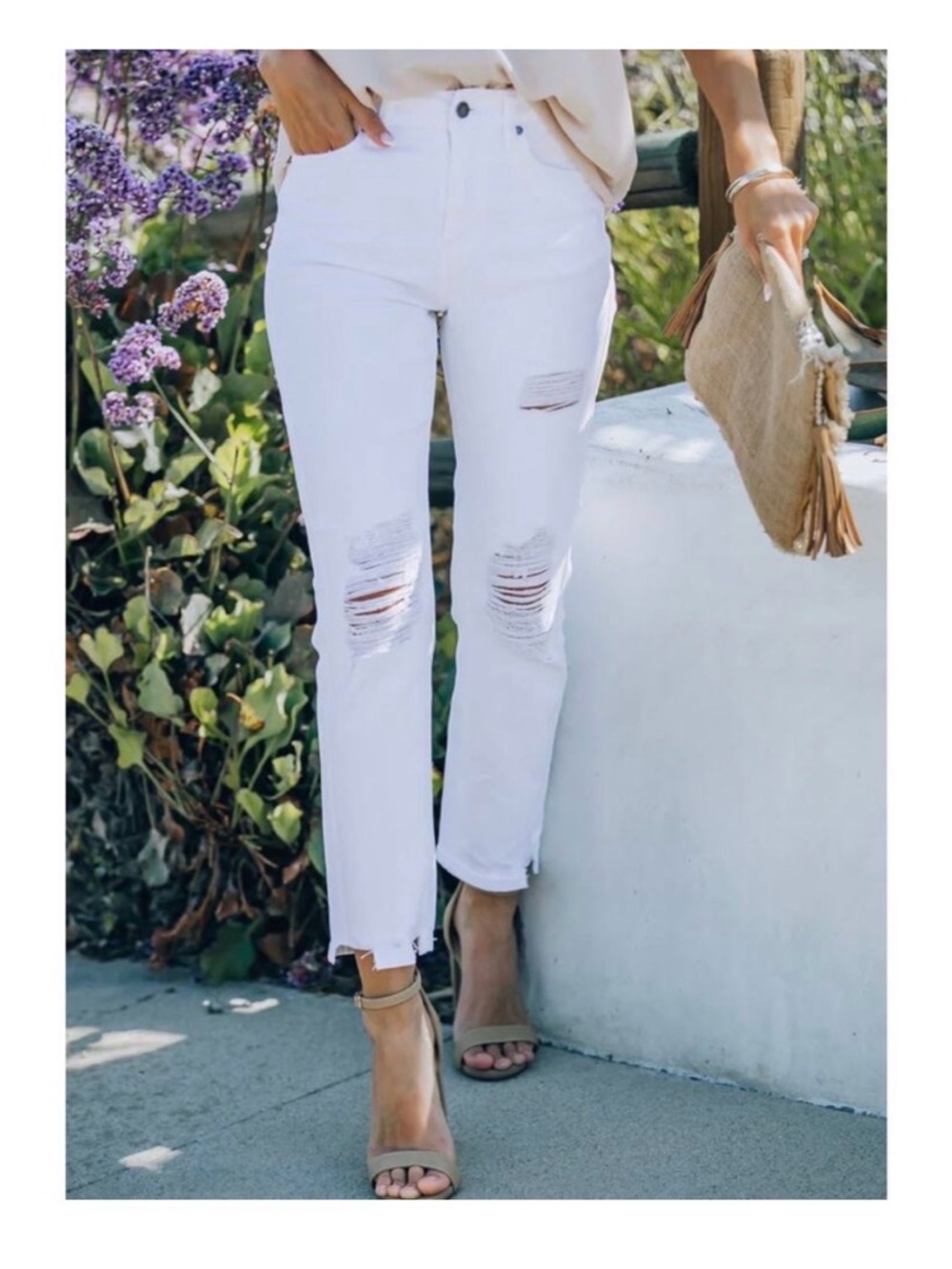 Vici High-Rise Distressed White Women’s Jeans